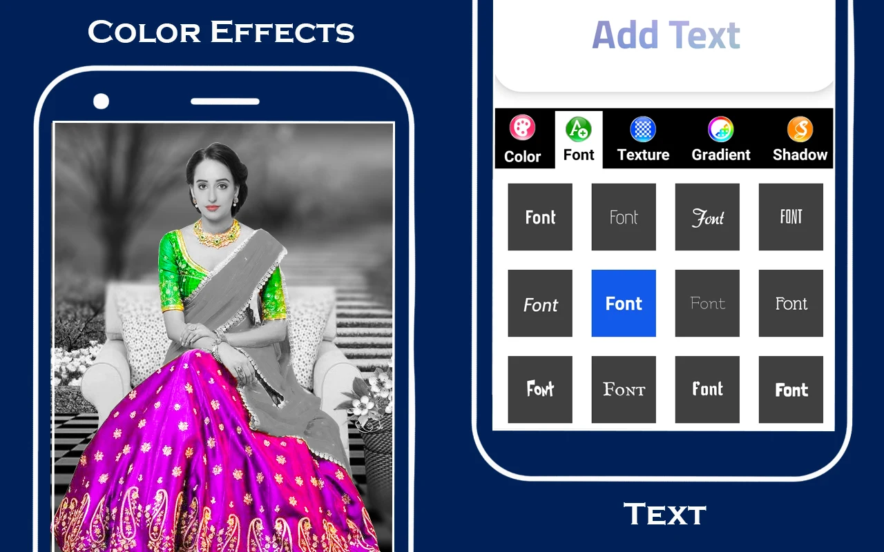 Bridal lehenga saree editor screenshot