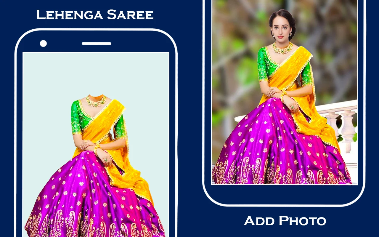 Bridal lehenga saree editor screenshot