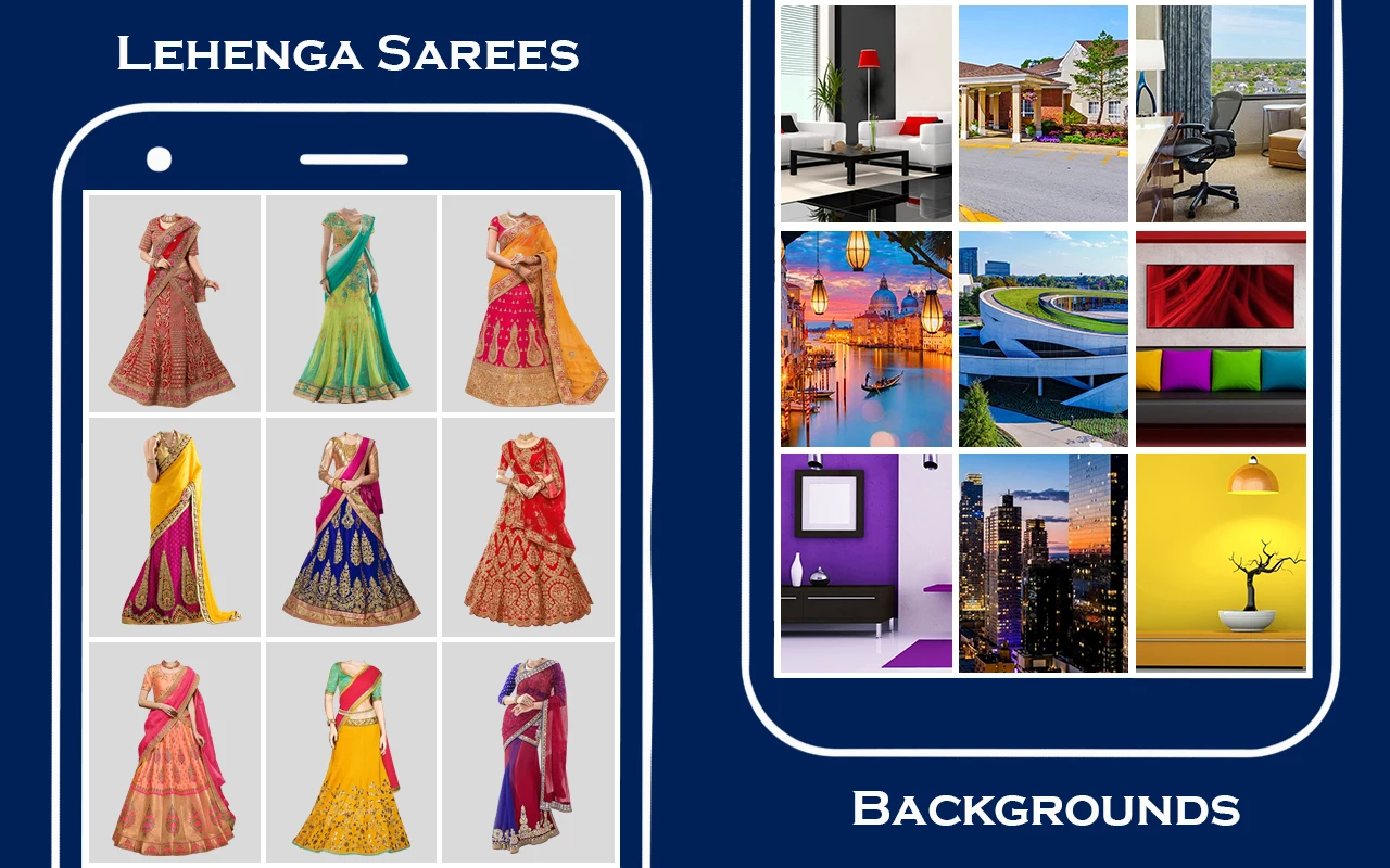 Bridal lehenga saree editor screenshot